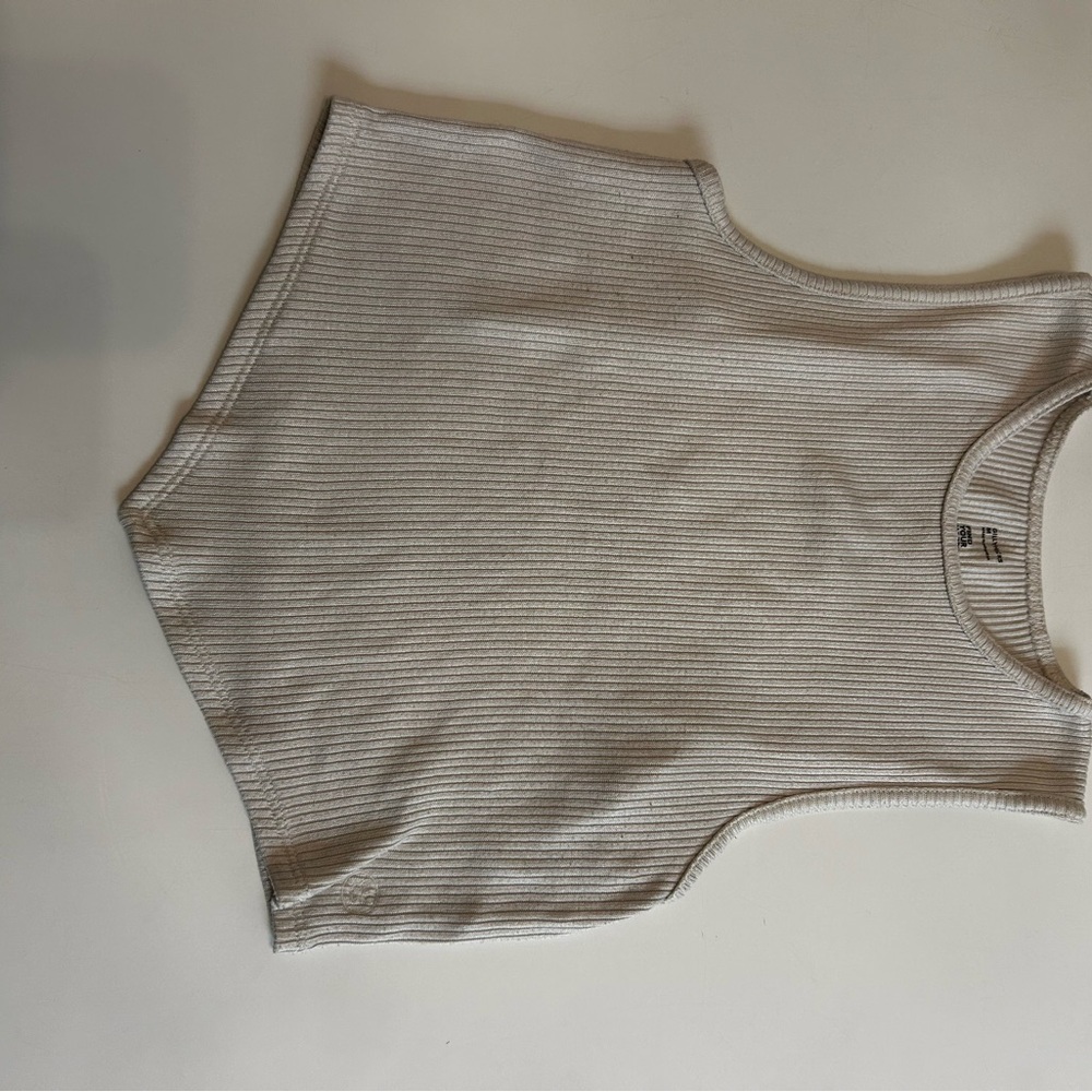 Cream colored ribbed tank